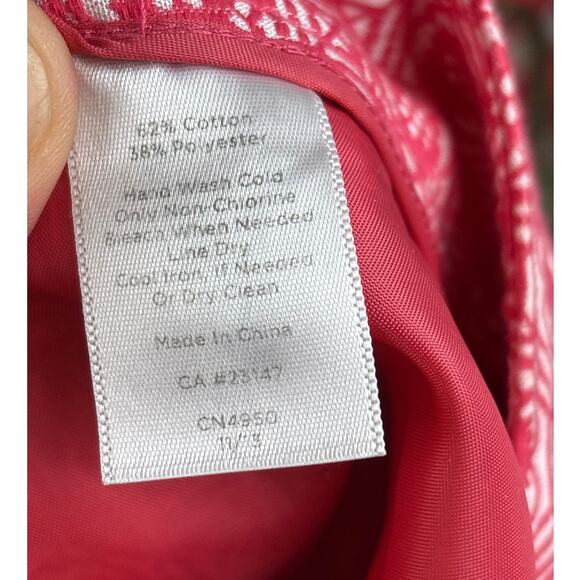 Talbots Women’s 12 Pink White Floral Geometric Jacquard Heritage Ankle Pants - Picture 5 of 5